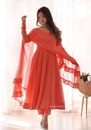 Georgette Silk Lukhnowi Sequence Work Anarkali - Orgenza Store - digisoch