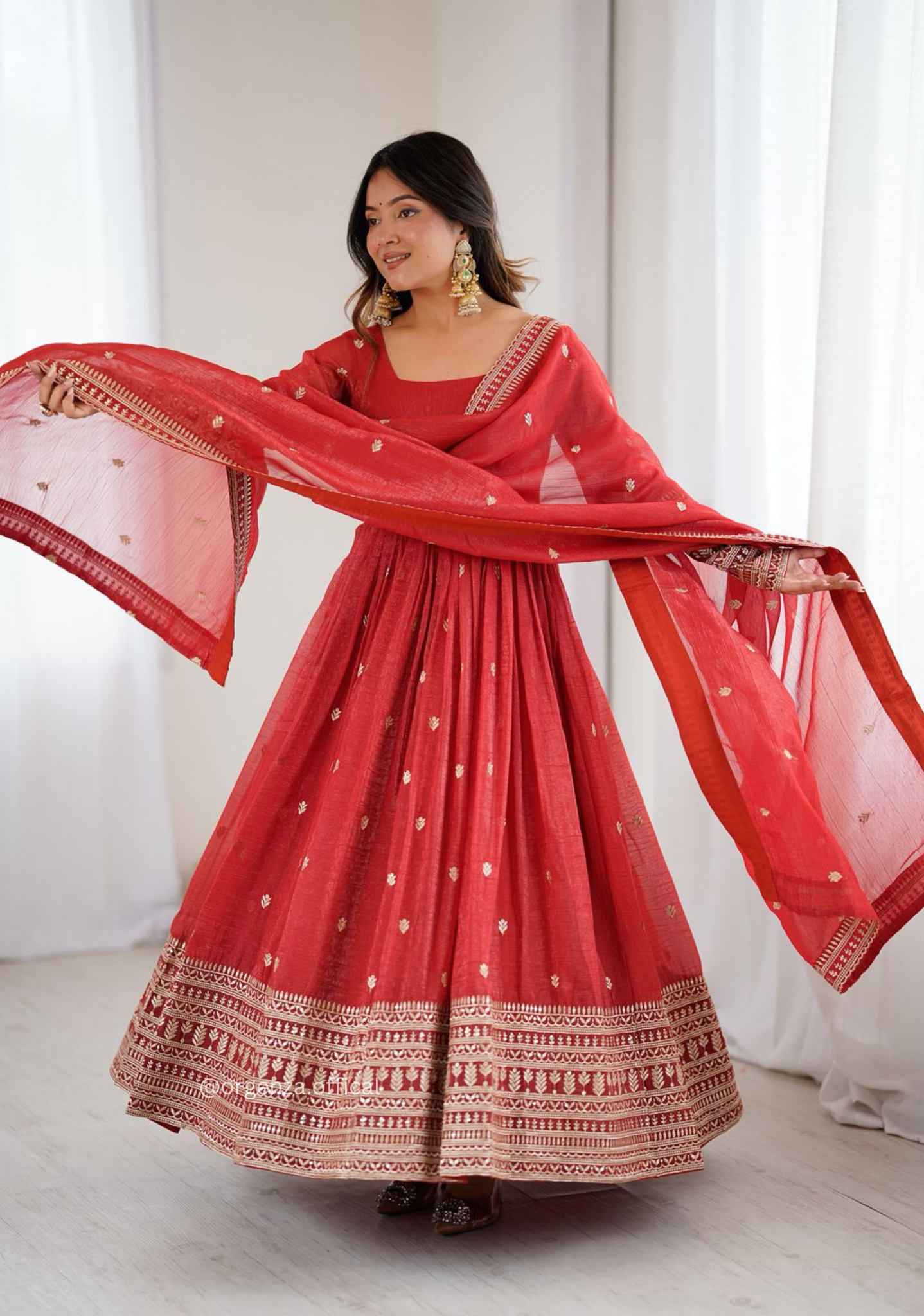 Bridal & Festive Special Pure Crunchy Silk Fully Flared Anarkali Set