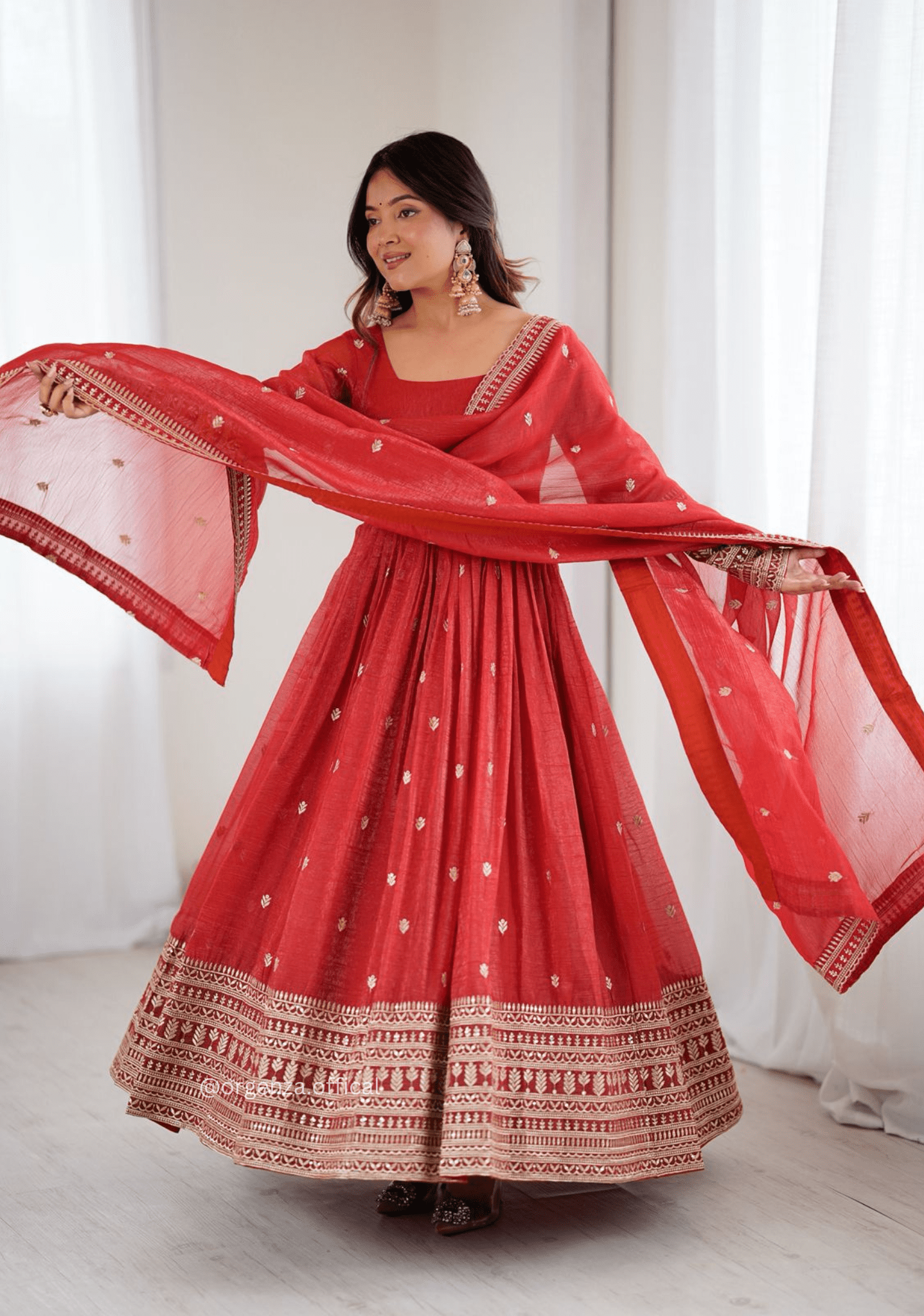 Bridal & Festive Special Pure Crunchy Silk Fully Flared Anarkali Set