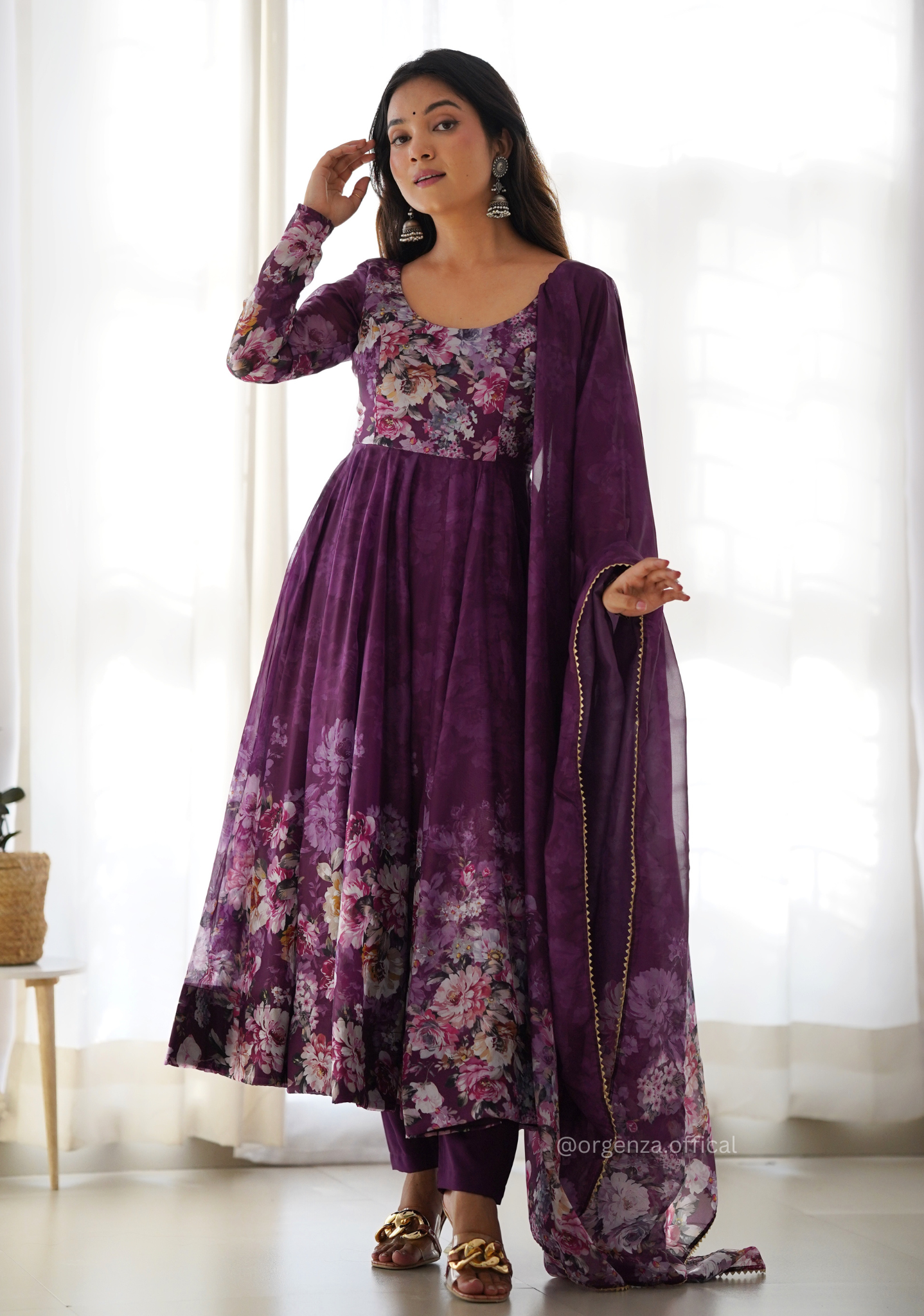 Floral Organza Silk Anarkali Kurtis - Orgenza Store