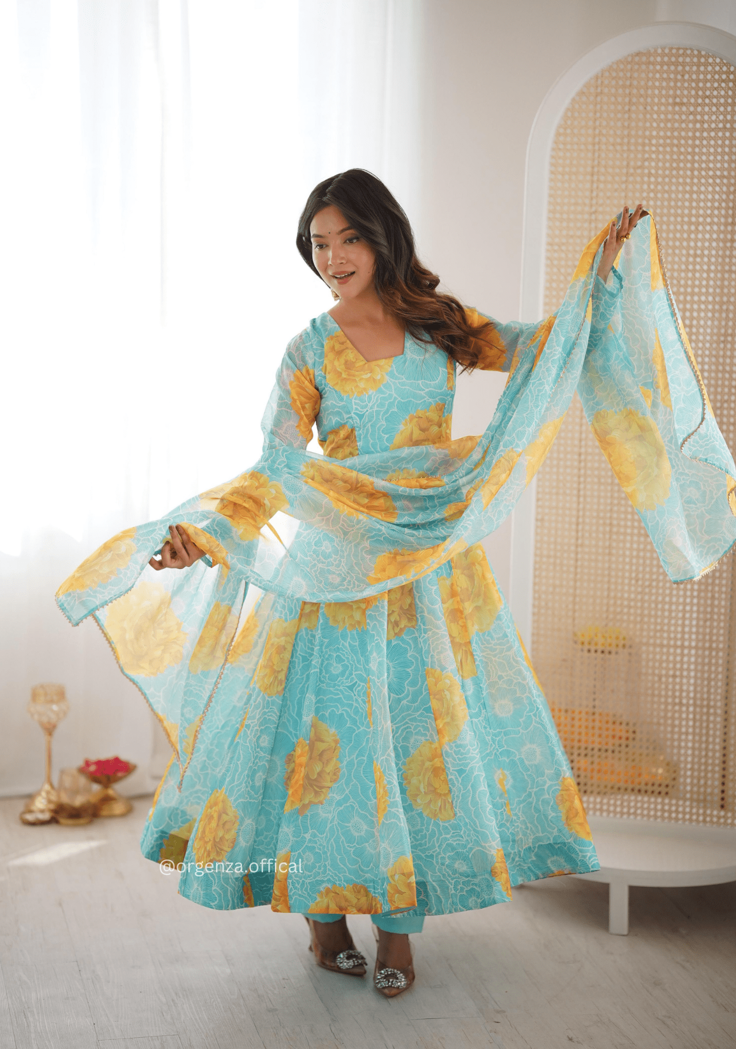 Sunkissed Floral Print Organza Suit Set with Dupatta & Pant – Ready to Wear - Orgenza Store - digisoch