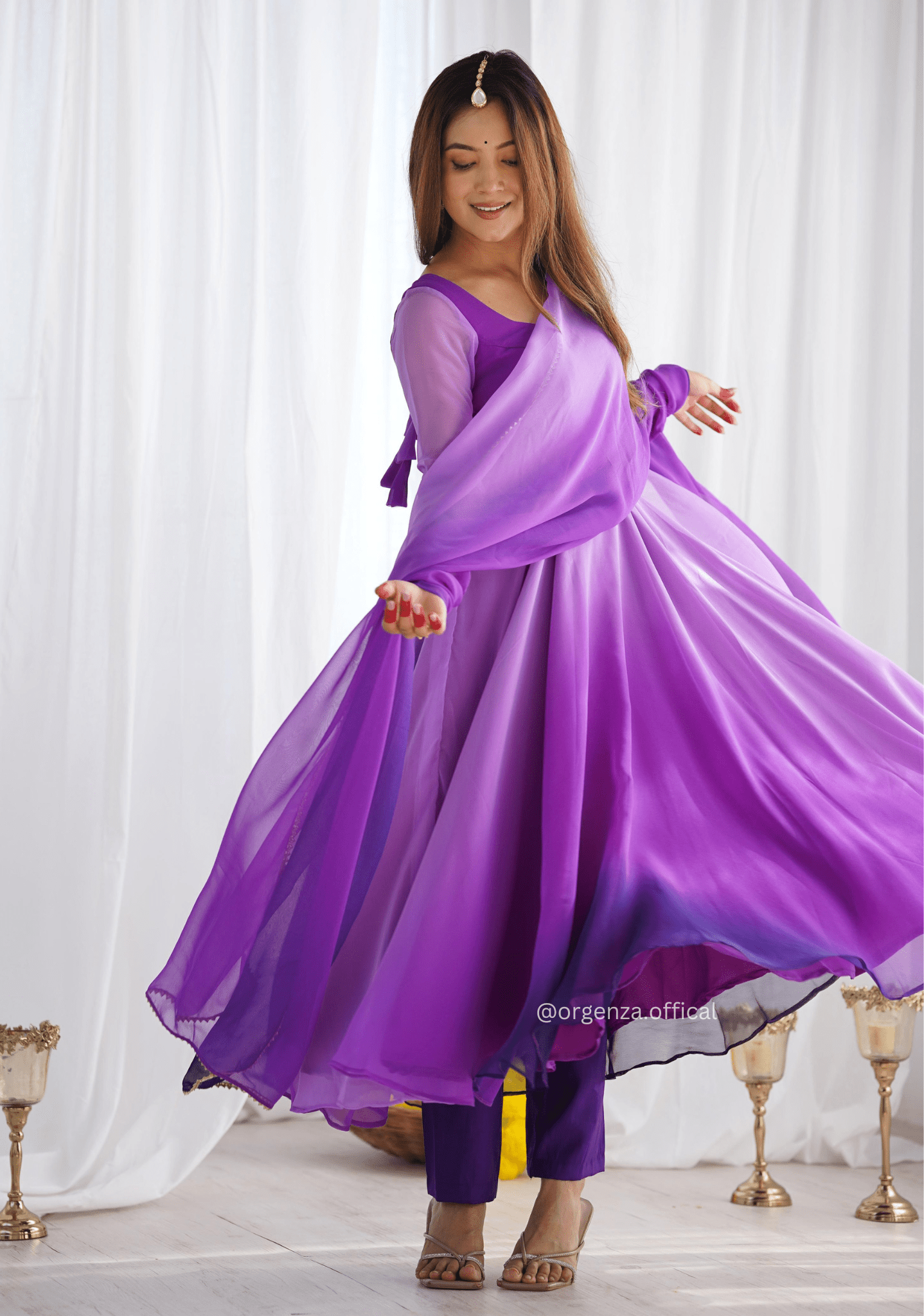 Georgette Plain Anarkali With Dupatta And Pant - Orgenza Store - digisoch
