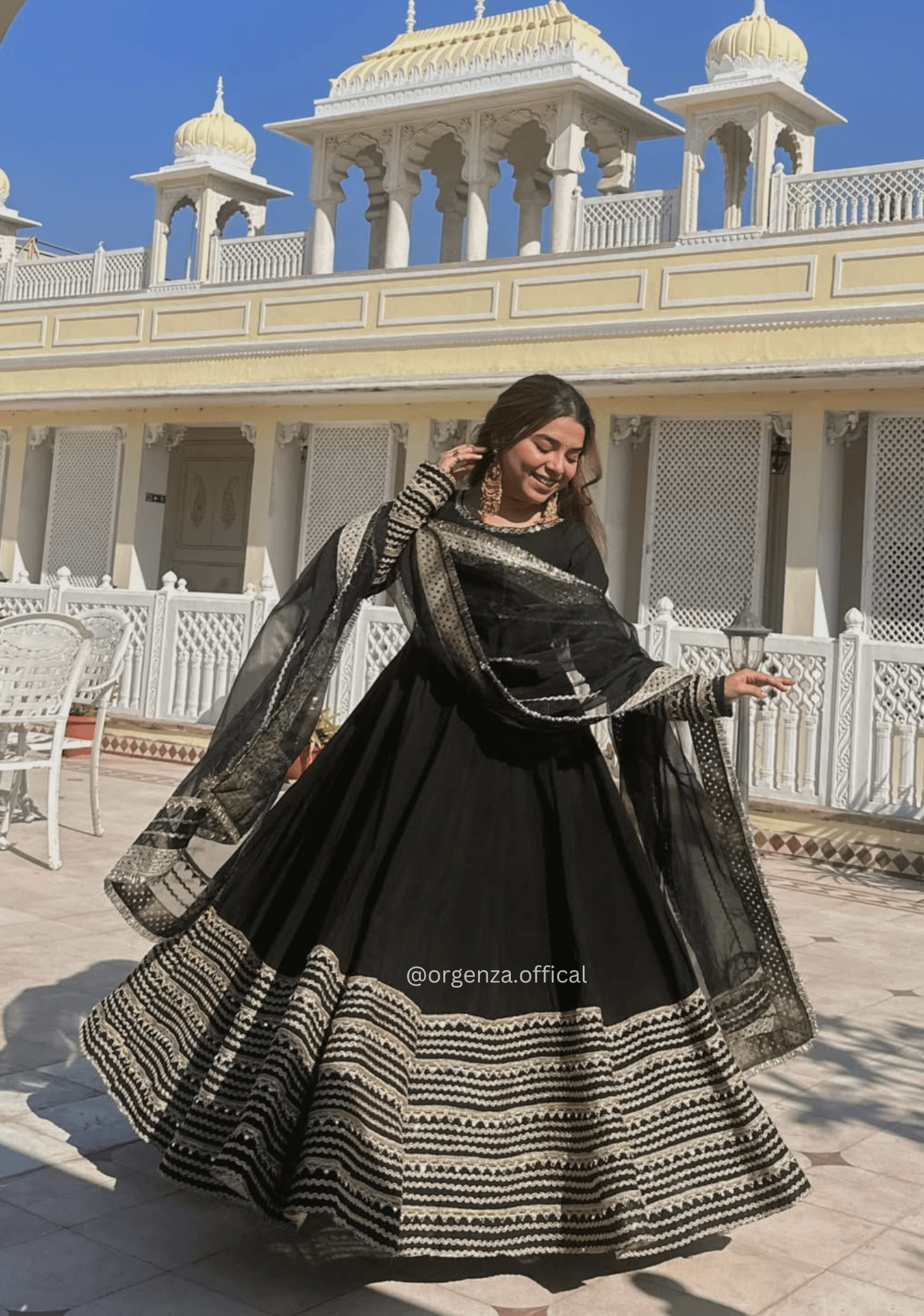 Black Embroidered Anarkali Suit Set with Sequins & Thread Work - Orgenza  Store