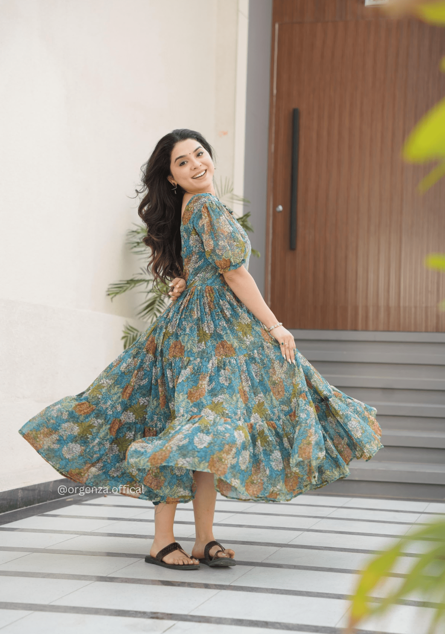 Multi Colour Georgette Print Gown - Orgenza Store