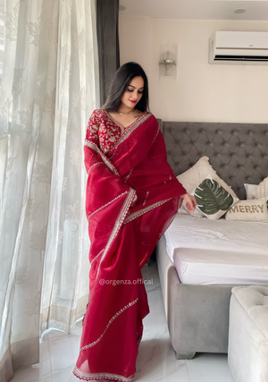 Soft jimmy Choo Silk Saree With Readymade Blouse - Orgenza Store