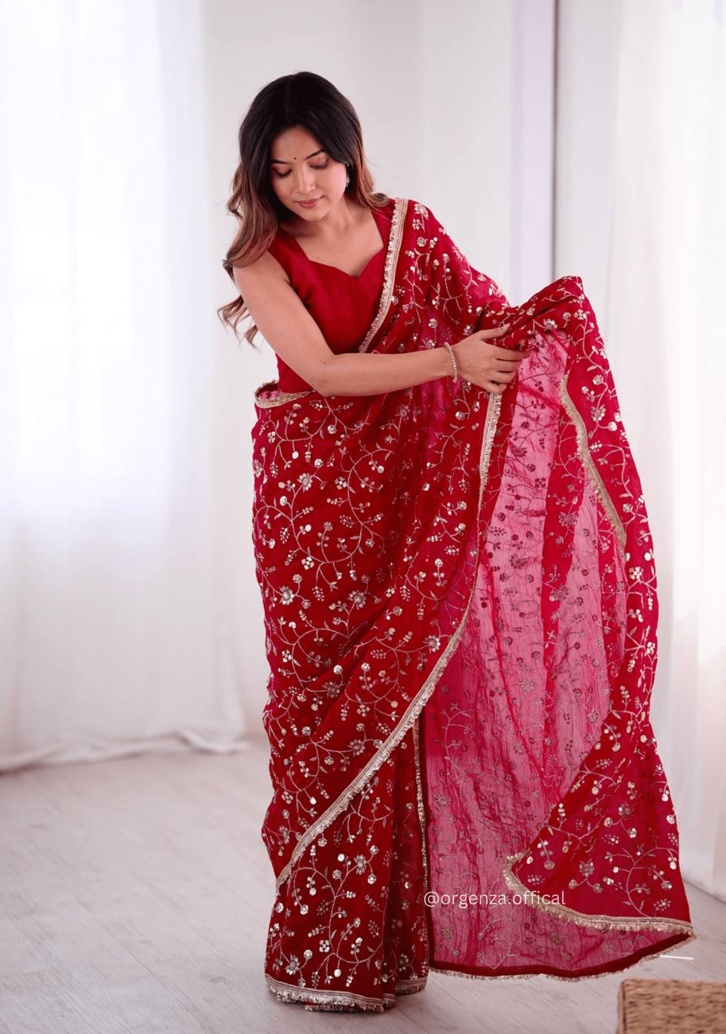 Dark Pink Colour Crunchy Silk Saree