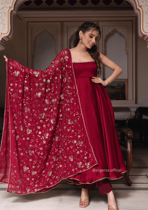 Maroon Colour Georgette Silk Anarkali Kurti - Orgenza Store - digisoch