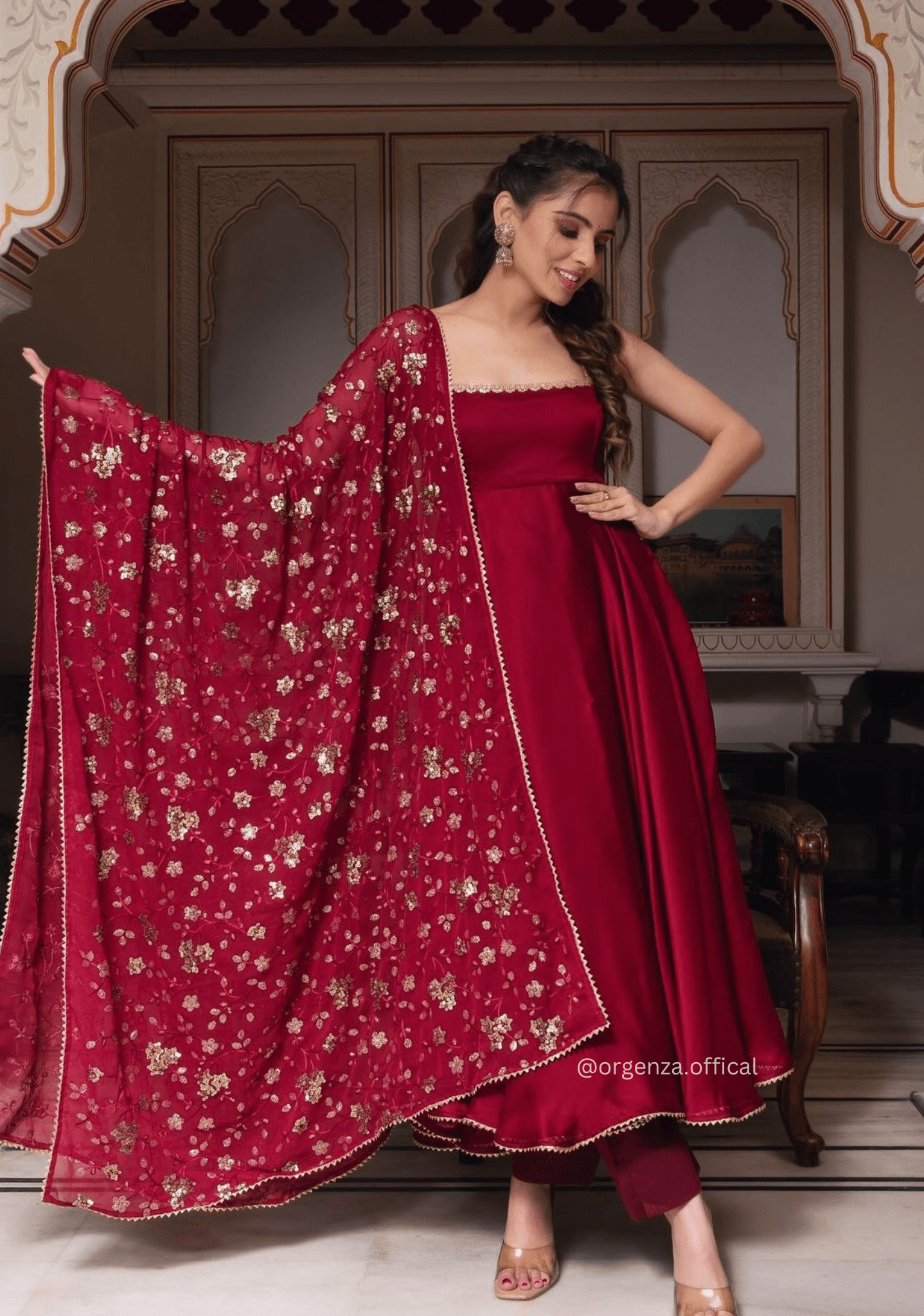 Maroon Colour Georgette Silk Anarkali Kurti