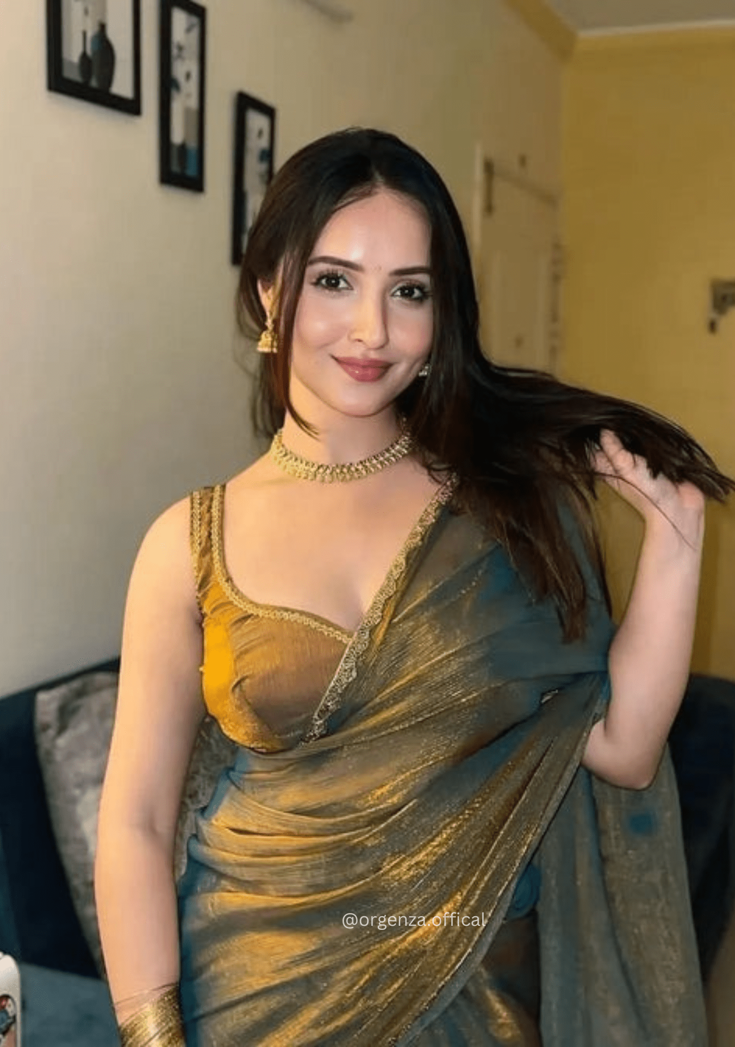 Two Ton Fancy Silk Saree With Handwork - Orgenza Store