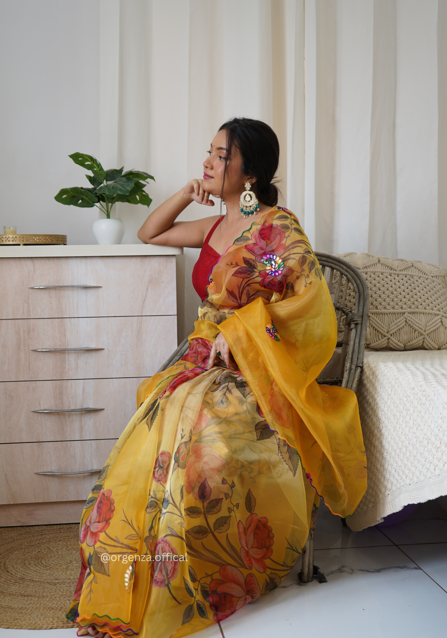 Orgenza Saree With Multi Colour Gotta Work