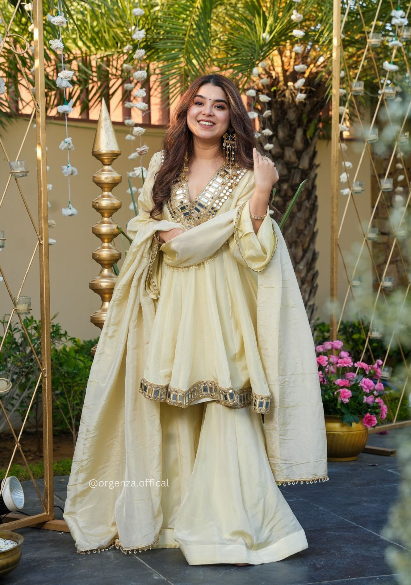 Real Mirror Work Jari Silk Sharara Suit Ready to Wear Premium Set