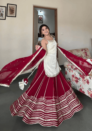 Fendy Silk Mirror Work Kurti Lehenga Set with Georgette Dupatta – Designer Party & Wedding Wear (3 PCS) - Orgenza Store - digisoch