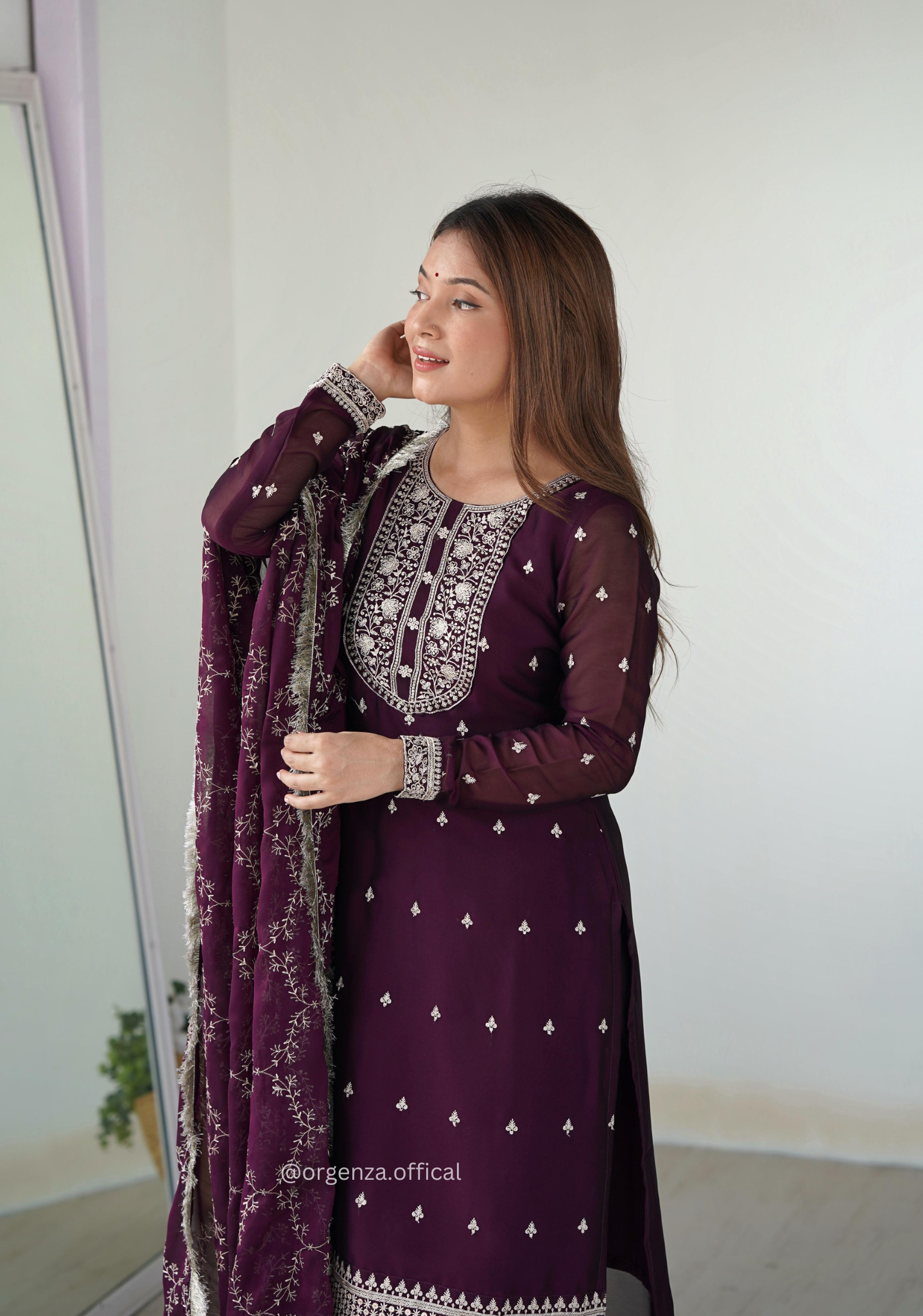 Rangoli Fabric Straight Fit Kurta With Dupatta Set - Orgenza Store