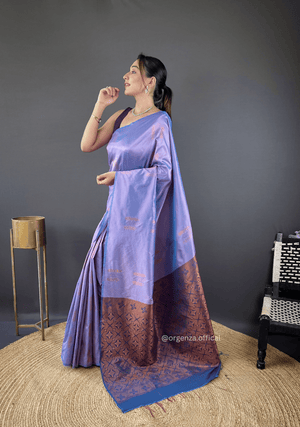 Purple Colour Silk Saree With Zari Weaving - Orgenza Store