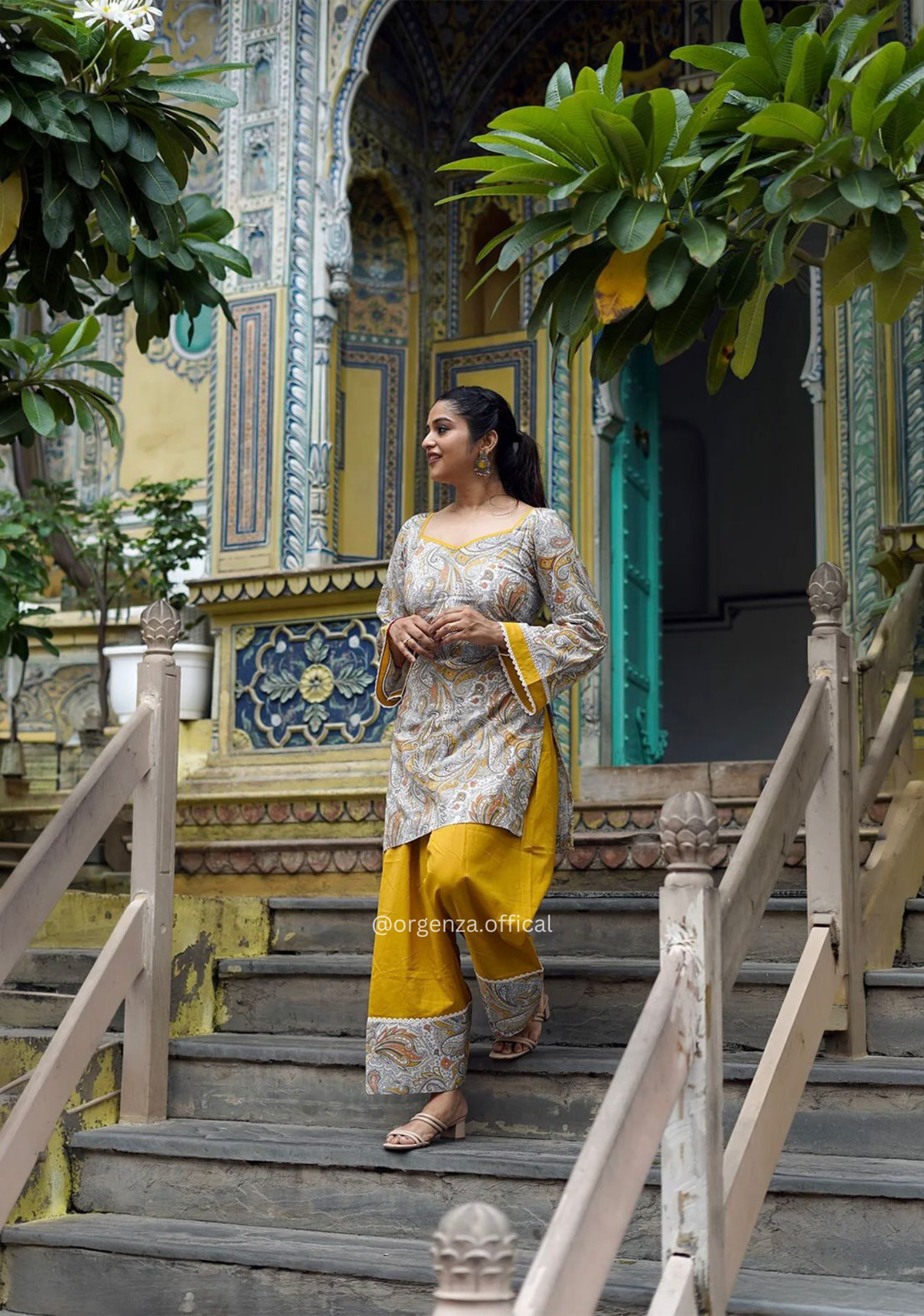 Premium Natural Crepe Digital Print Farshi Salwar Suit Set