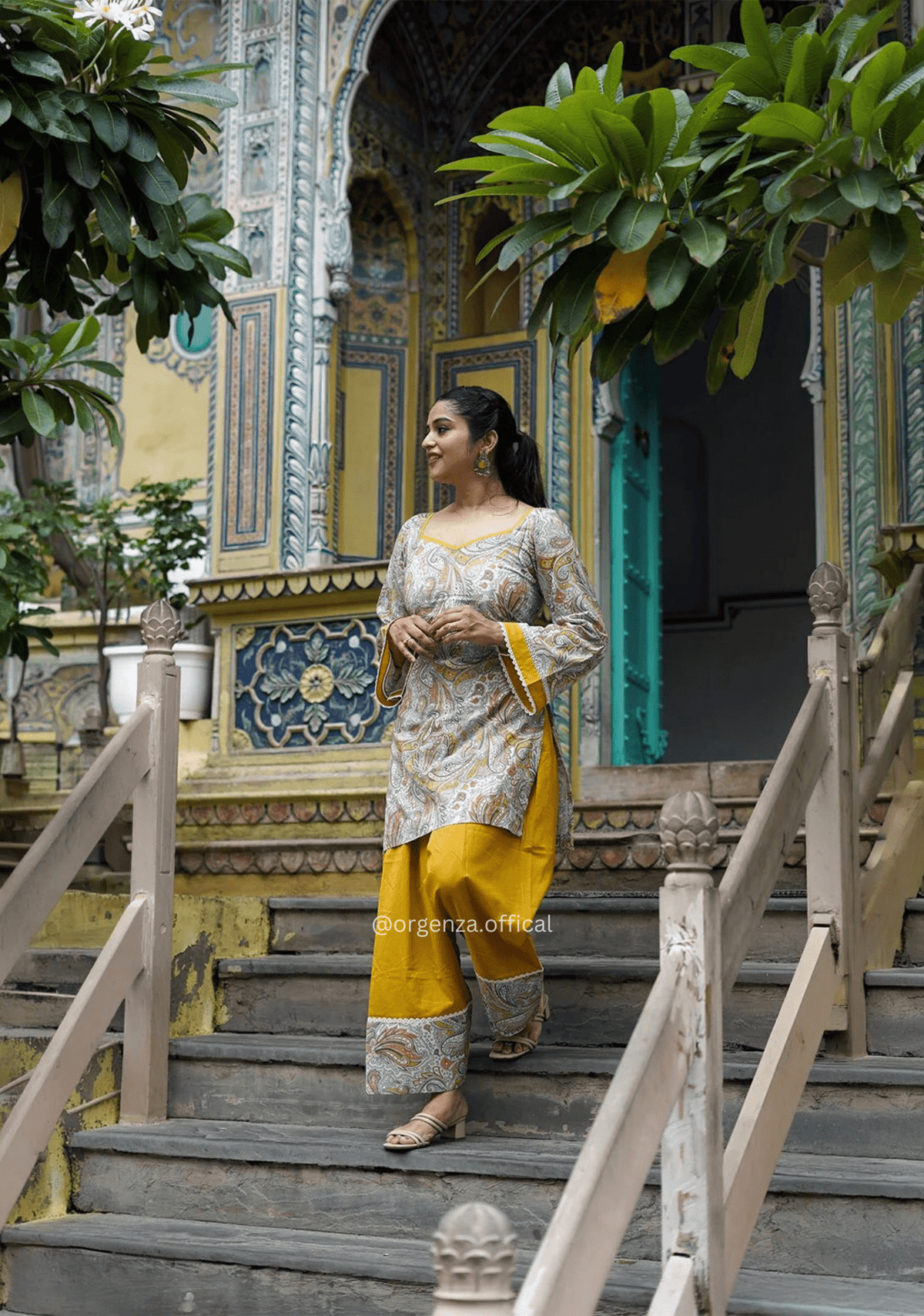 Premium Natural Crepe Digital Print Farshi Salwar Suit Set