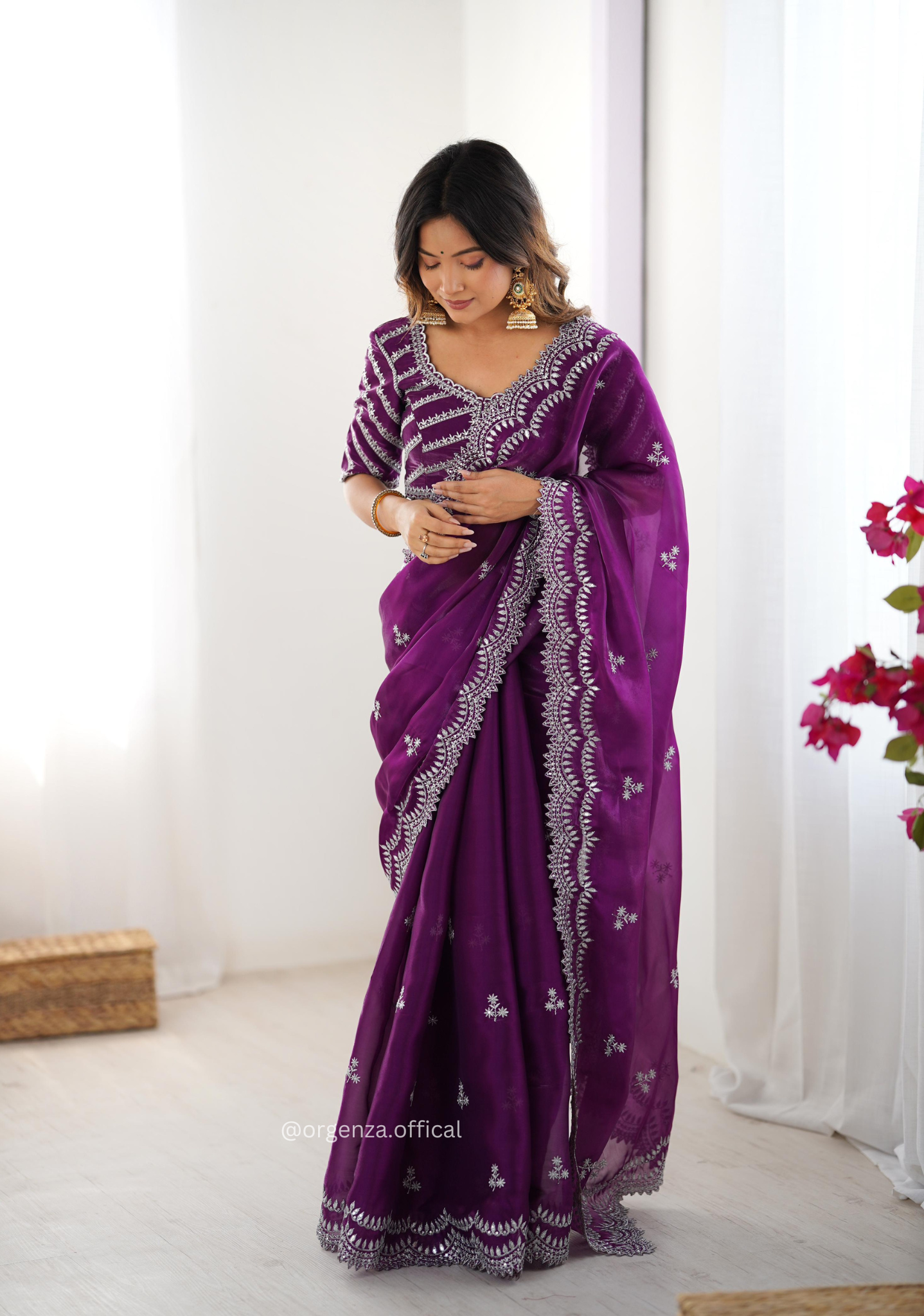 Soft jimmy Choo Silk Saree With Sequence Work - Orgenza Store