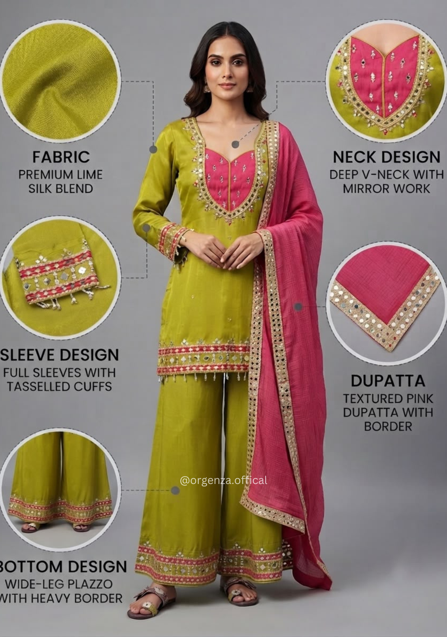 Roman Glass Mirror Work Palazzo Suit Set