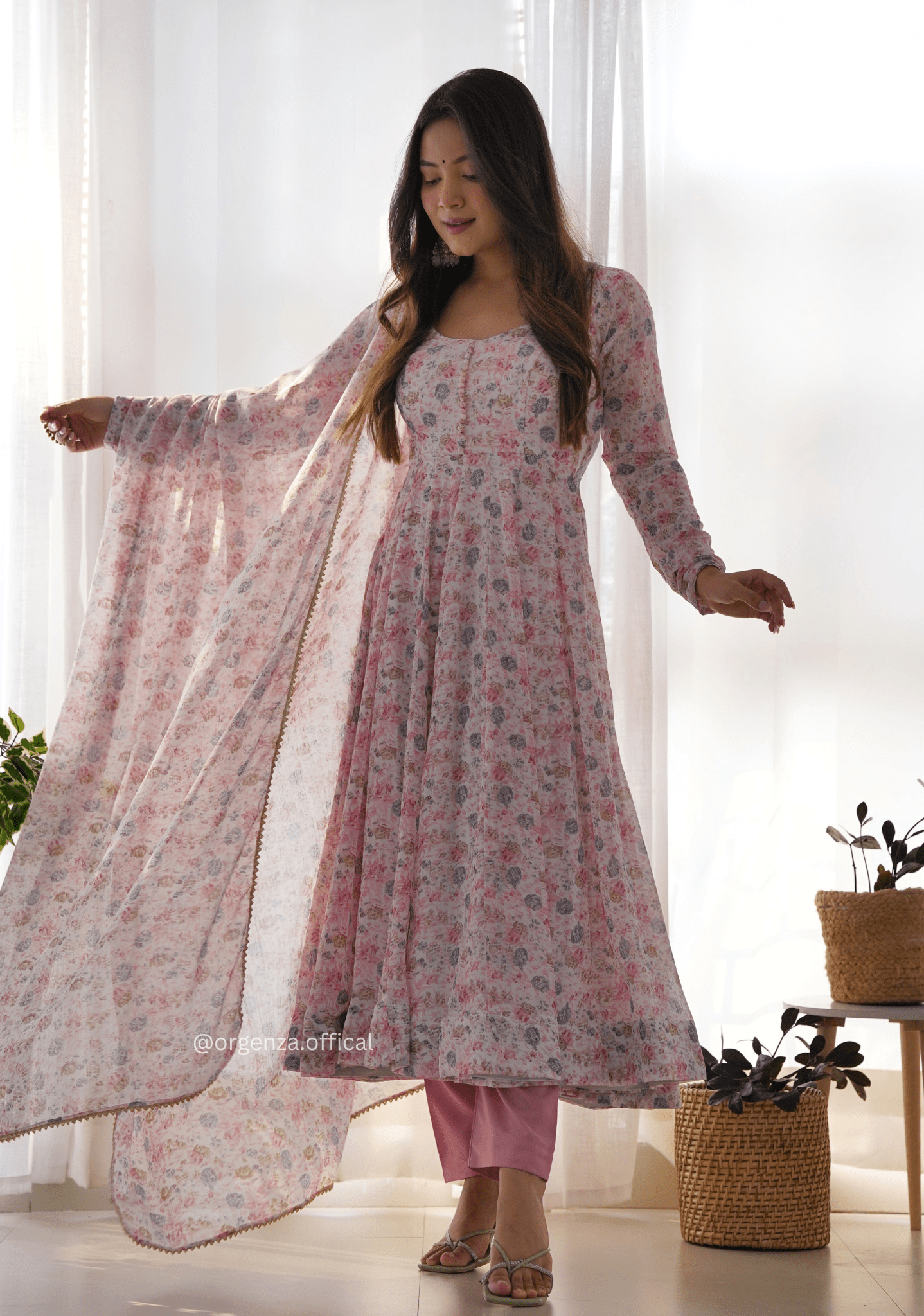 Pure Chiffon Floral Print Kurti Set - Orgenza Store - digisoch