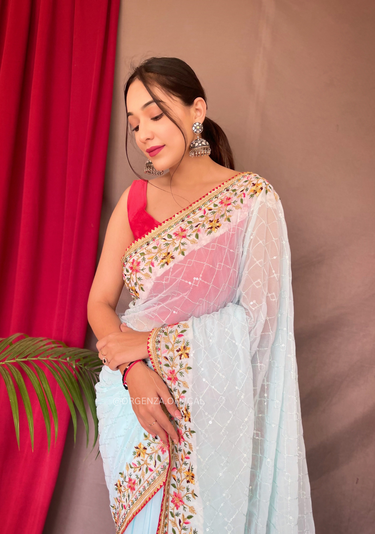Pure Georgette Silk Saree With Seqvance Work - Orgenza Store