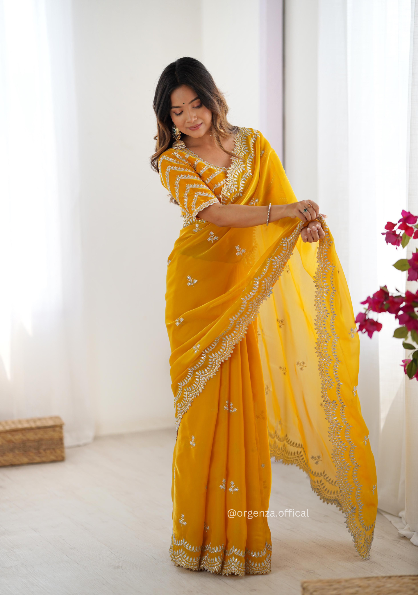 Soft jimmy Choo Silk Saree With Sequence Work - Orgenza Store