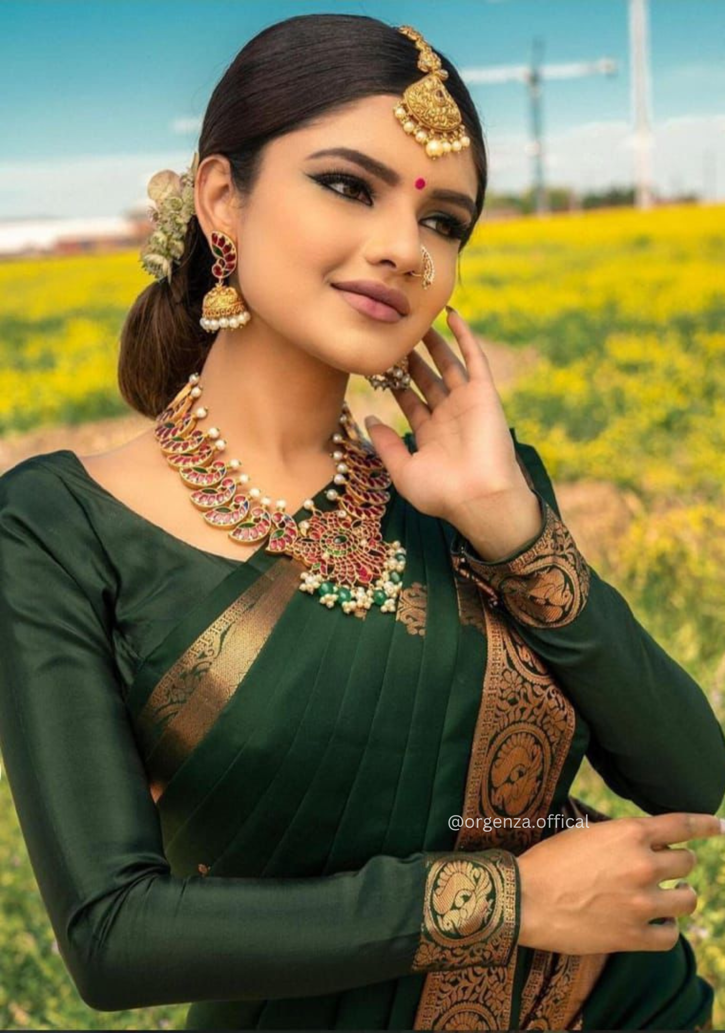 Lichi Silk Saree With Jacquard Zari Work
