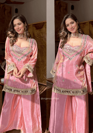 Traditional Fendy Silk Sharara Suit with Dupatta - Orgenza Store