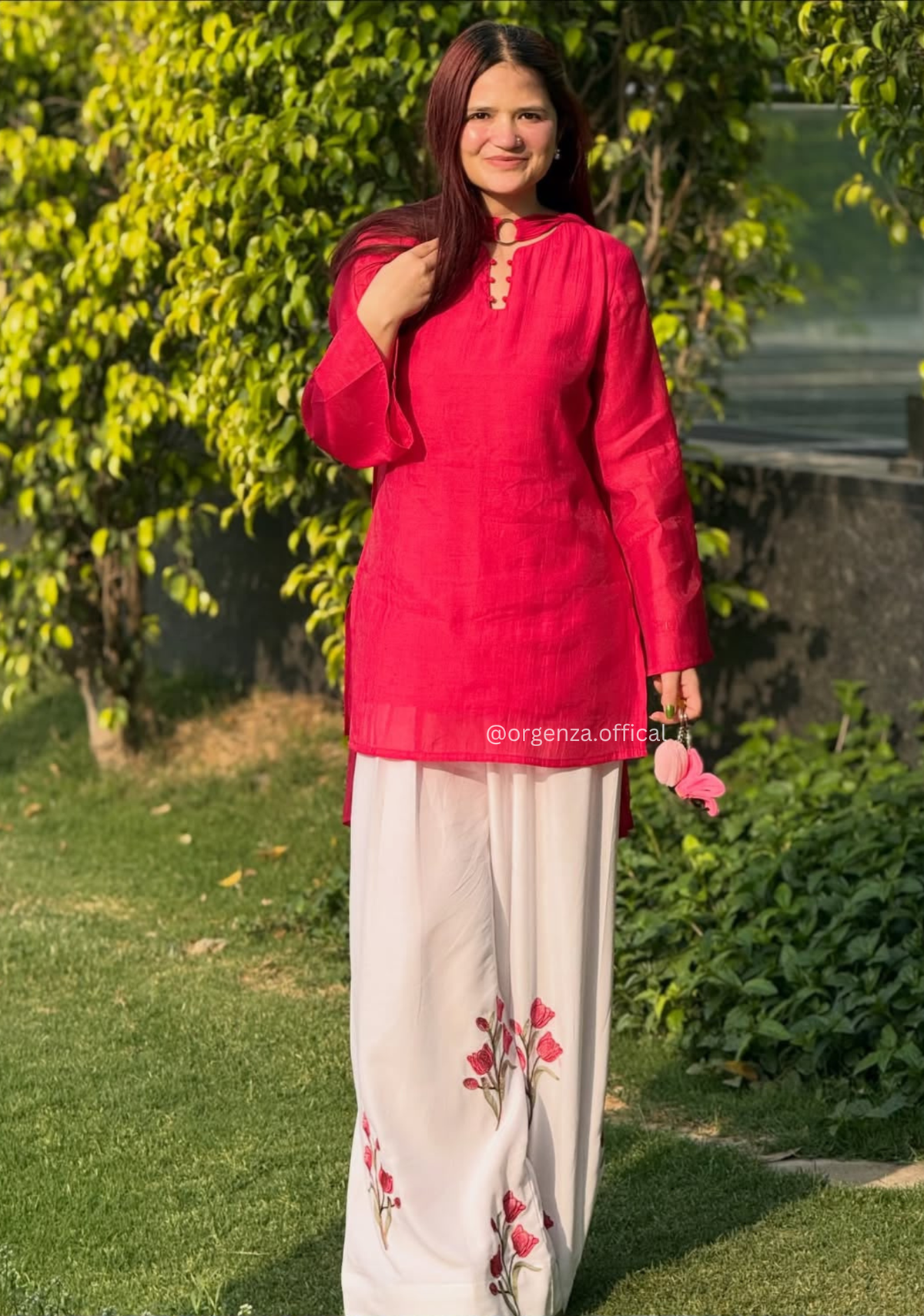 Rani Pink Chanderi Cotton Party Wear Palazzo Set
