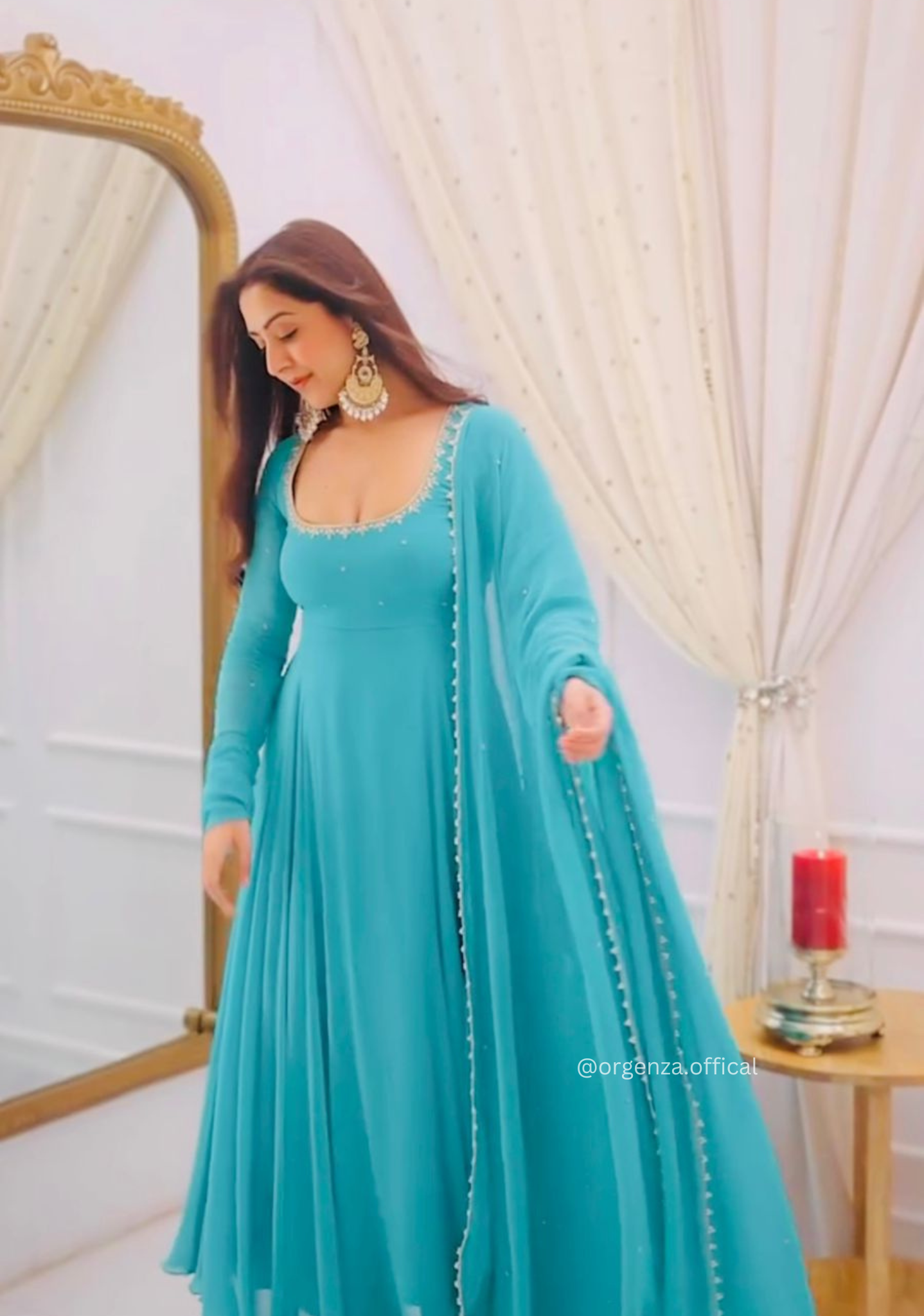 Sky Blue Colour Gown Suit