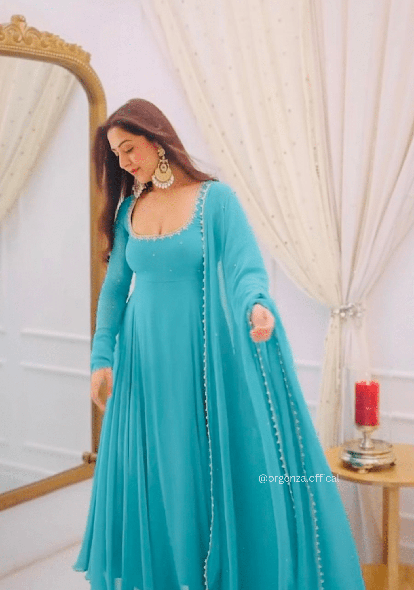 Sky Blue Colour Gown Suit