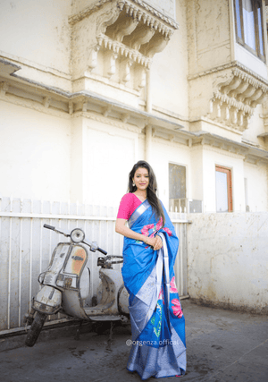 Tussur Satin Silk Saree With Triangle Print - Orgenza Store - digisoch