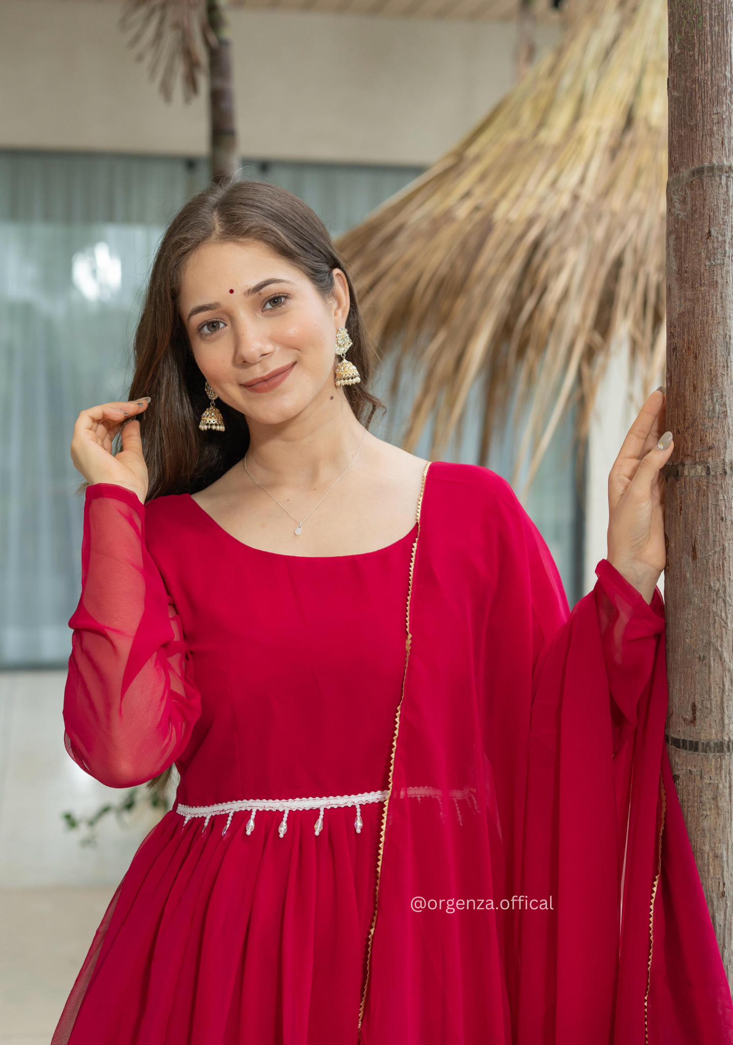 Red Colour Kediya Sharara Fully Stitched Kurti