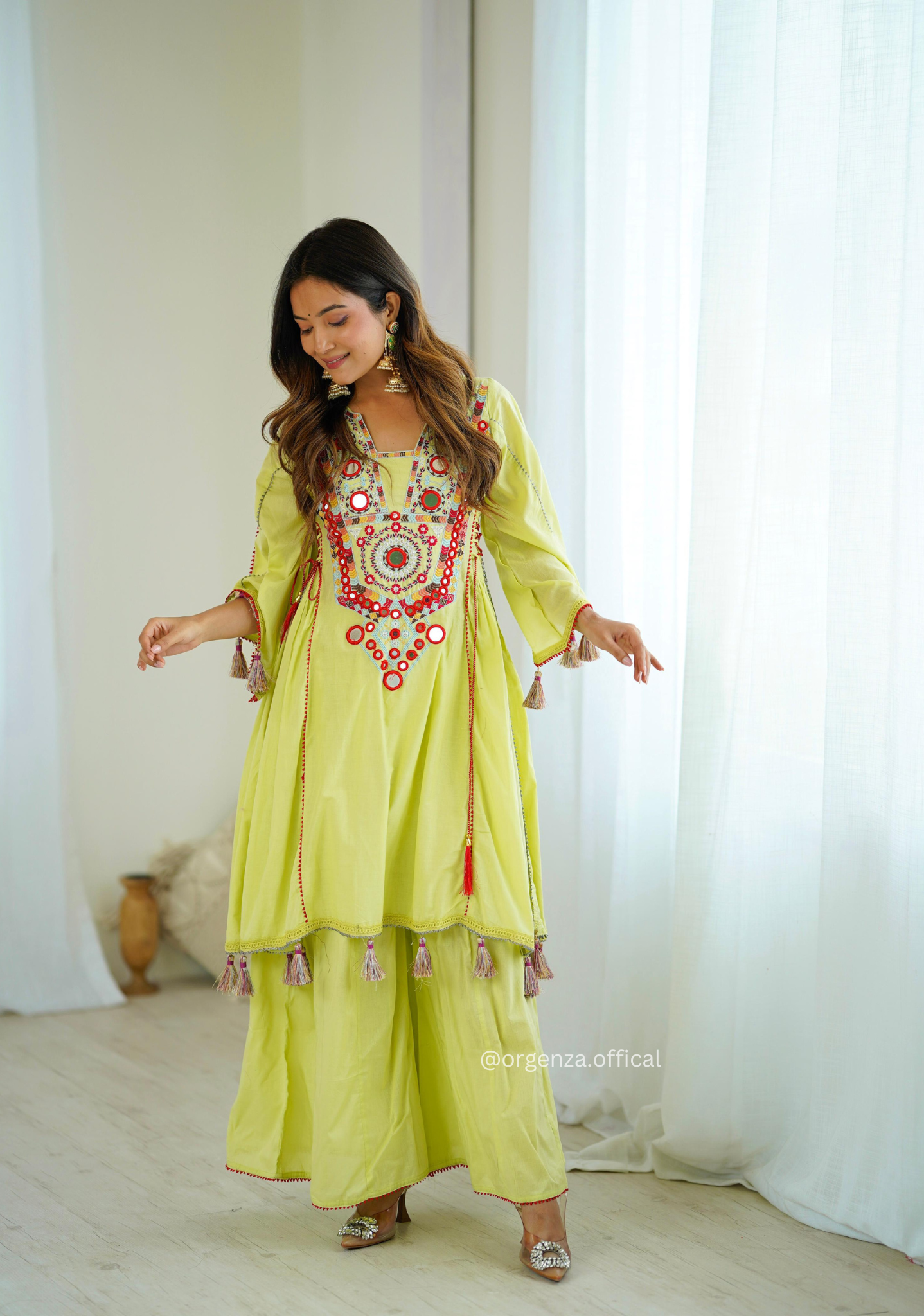 Pista Green Colour Premium Designer Co-ord Set