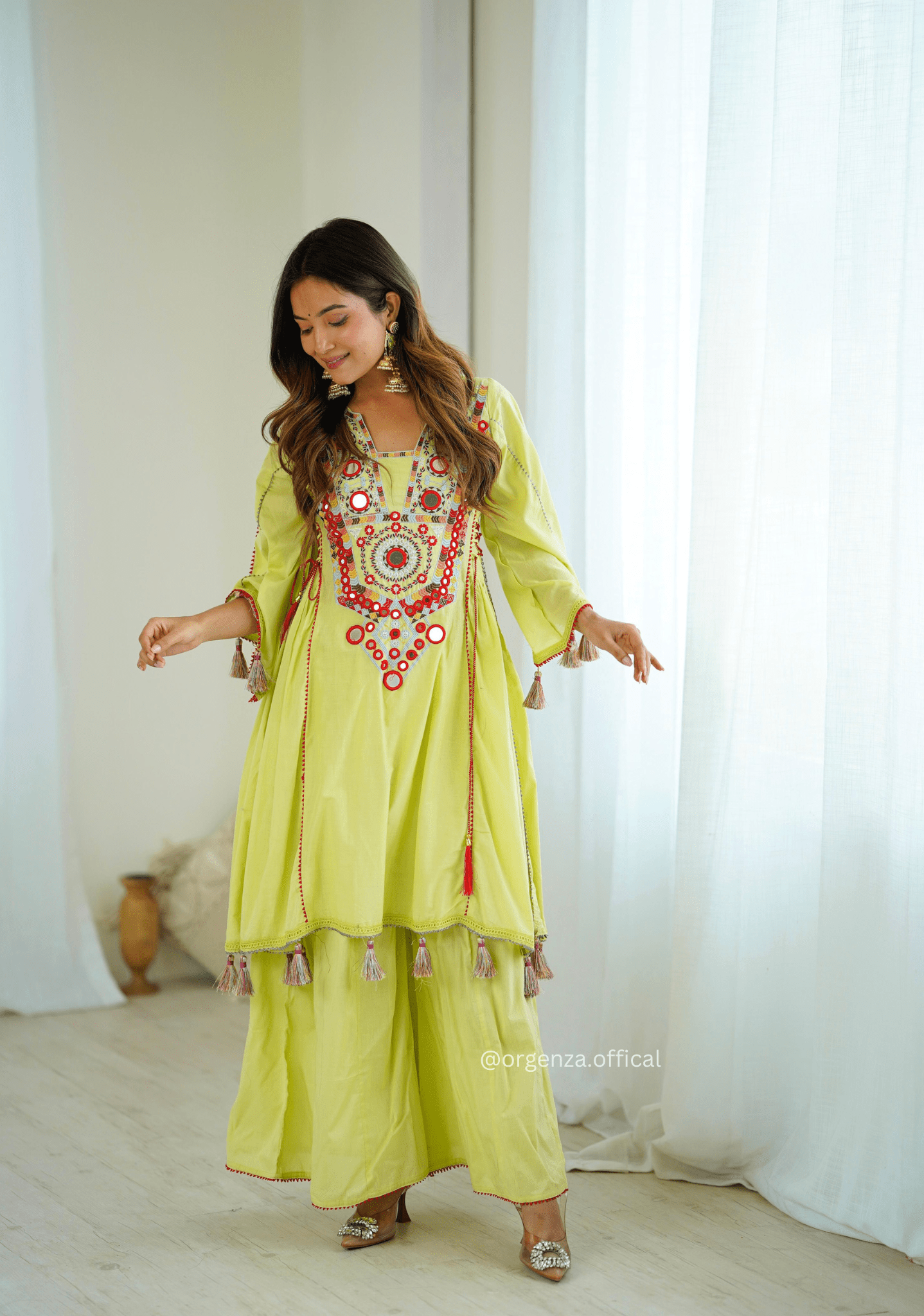 Pista Green Colour Premium Designer Co-ord Set