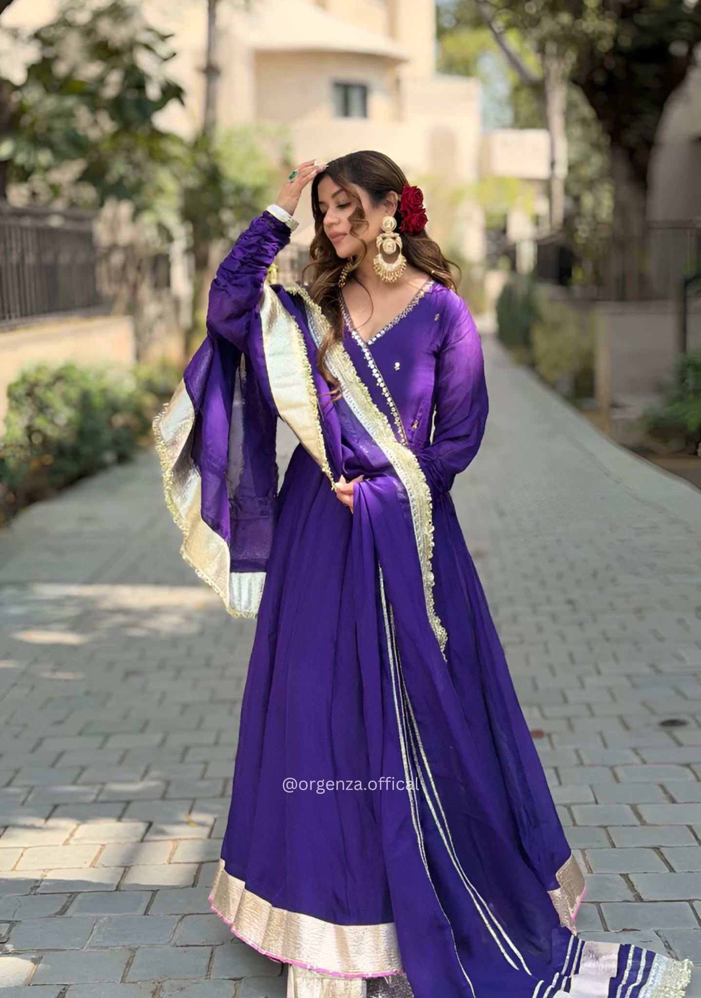 Royal Purple Blooming Embroidered Sharara Suit Set