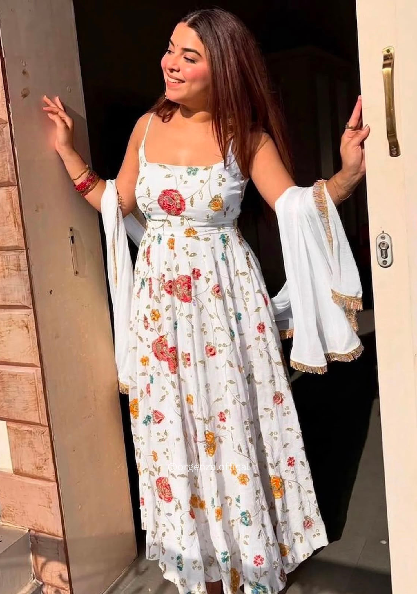 Vichitra Silk Embroidered Anarkali Suit Set