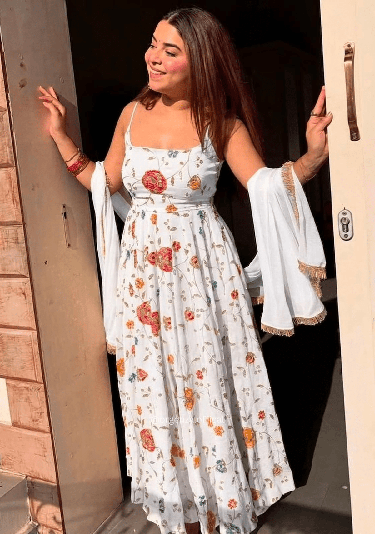 Vichitra Silk Embroidered Anarkali Suit Set