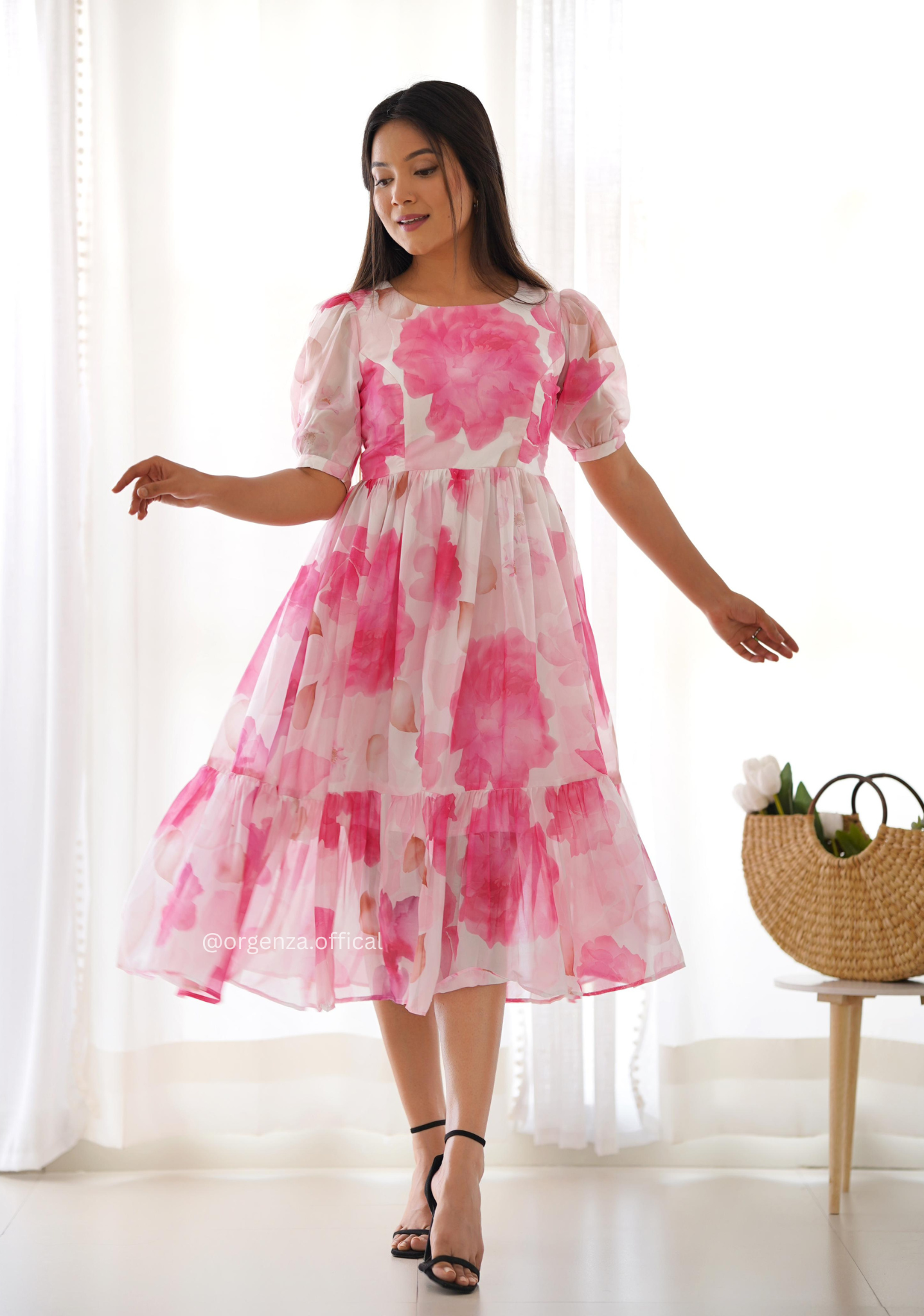 Organza Silk Floral Print Dress - Orgenza Store