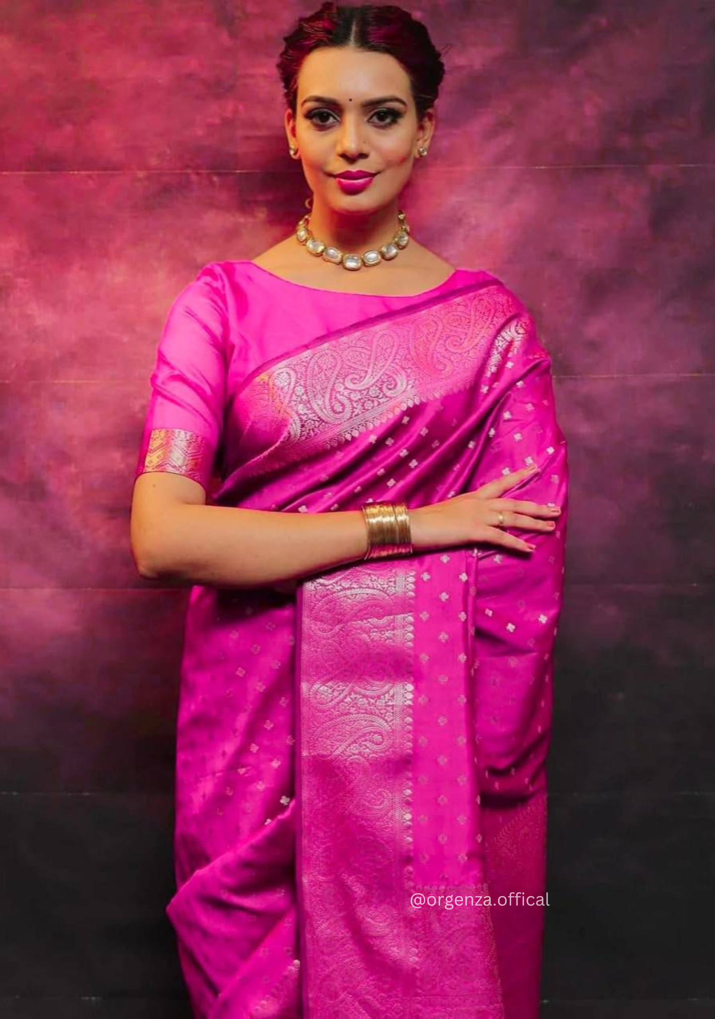 Lichi Silk Saree With Jacquard Zari Work