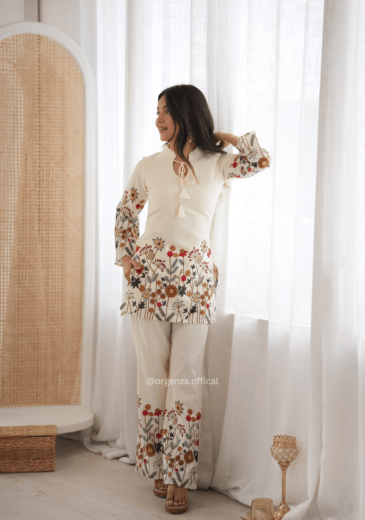 Magic Slub Cotton Floral Print Kurta Pant Co-ord Set