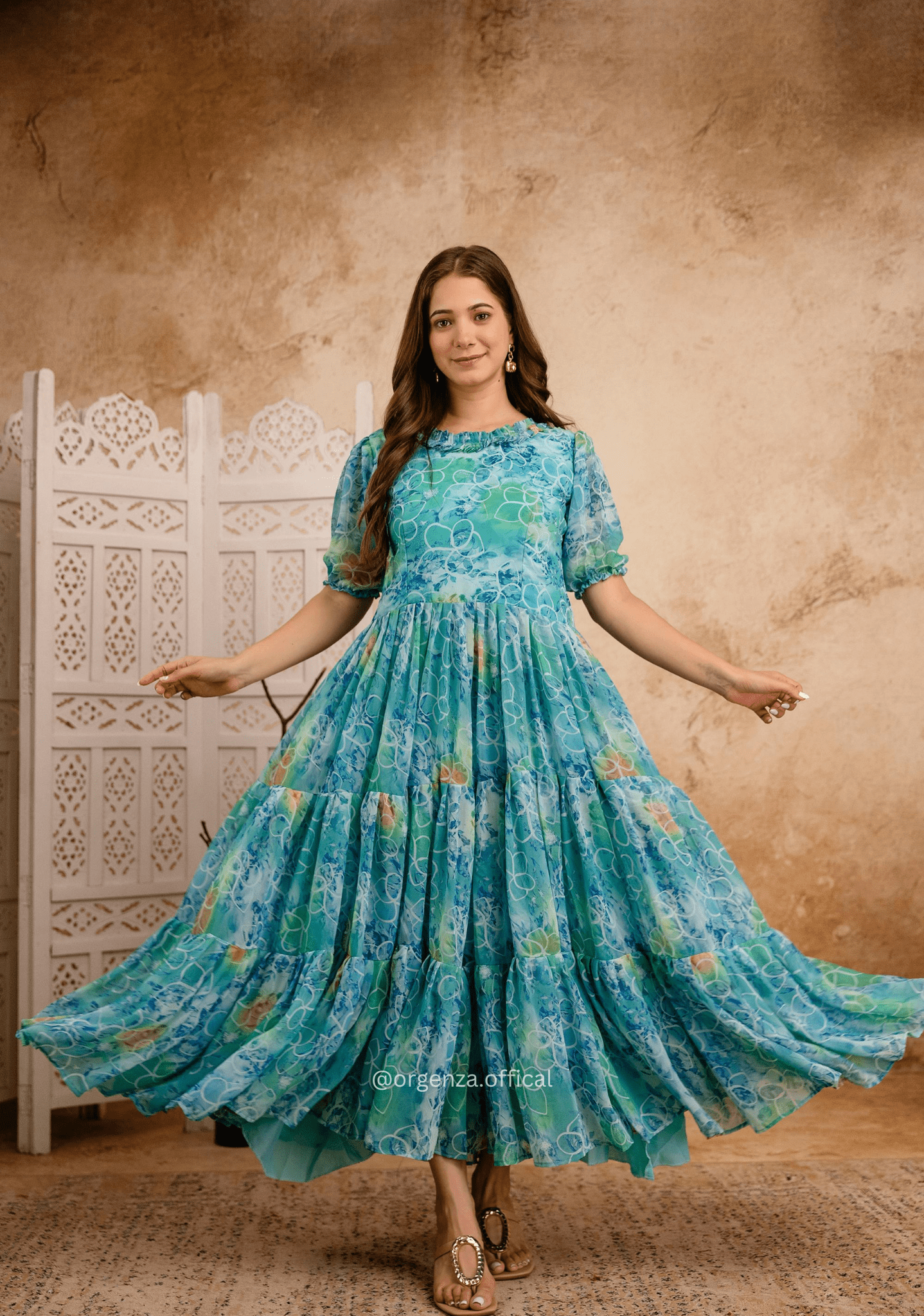 Sky Colour Georgette Digital Print Maxi - Orgenza Store - digisoch