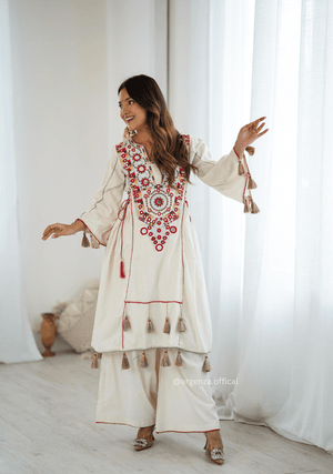 White Colour Premium Designer Co - ord Set - Orgenza Store - digisoch