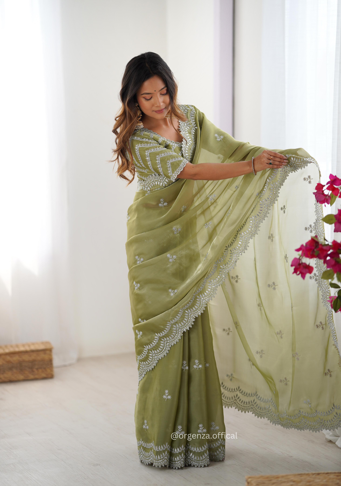 Soft jimmy Choo Silk Saree With Sequence Work - Orgenza Store