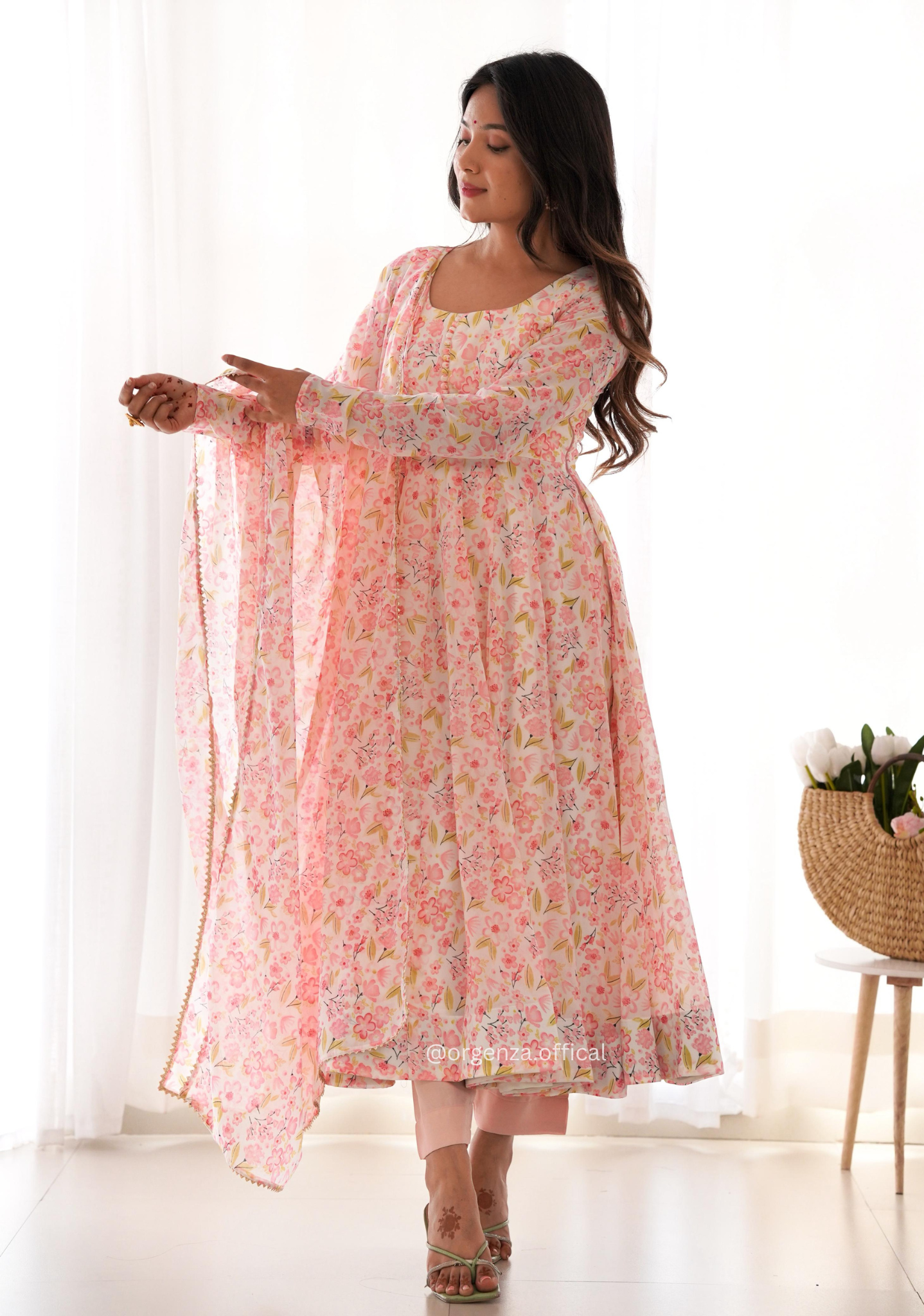 Pure Chiffon Floral Print Kurti Set - Orgenza Store