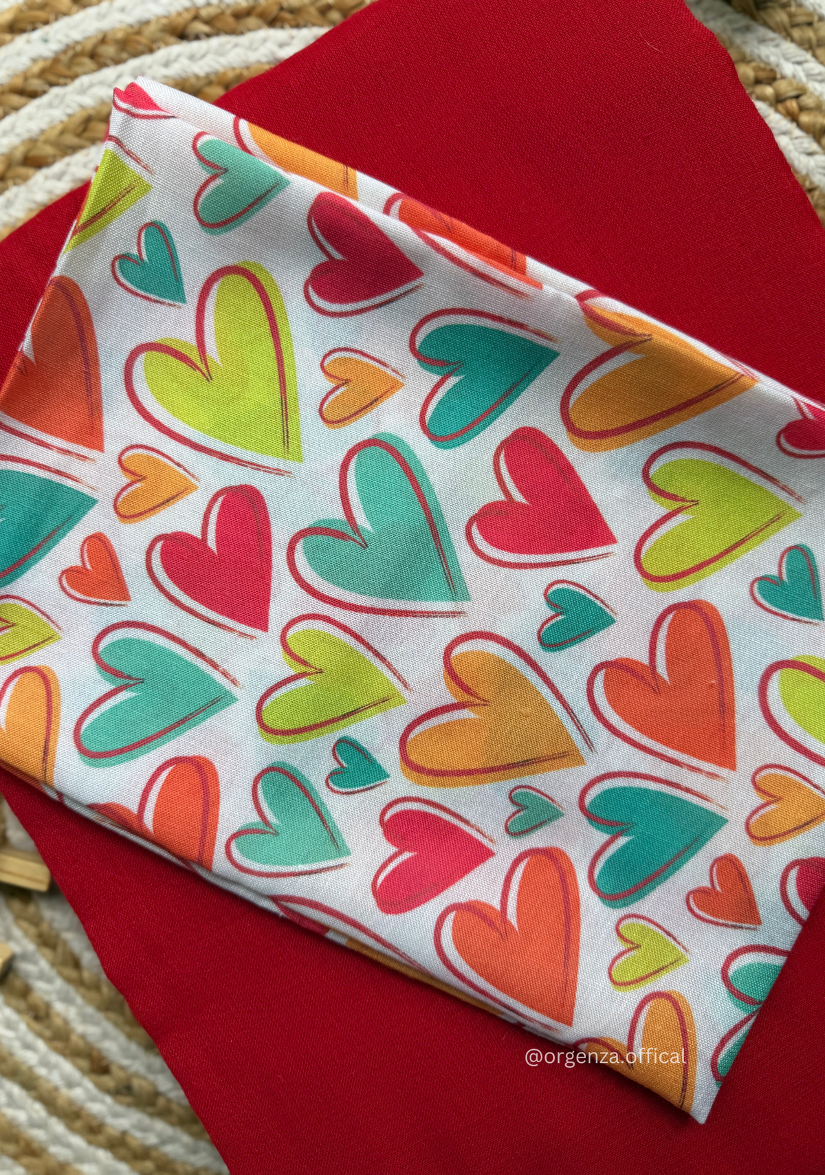 Red Colour Cotton Saree With Heart Print Blouse - Orgenza Store - digisoch