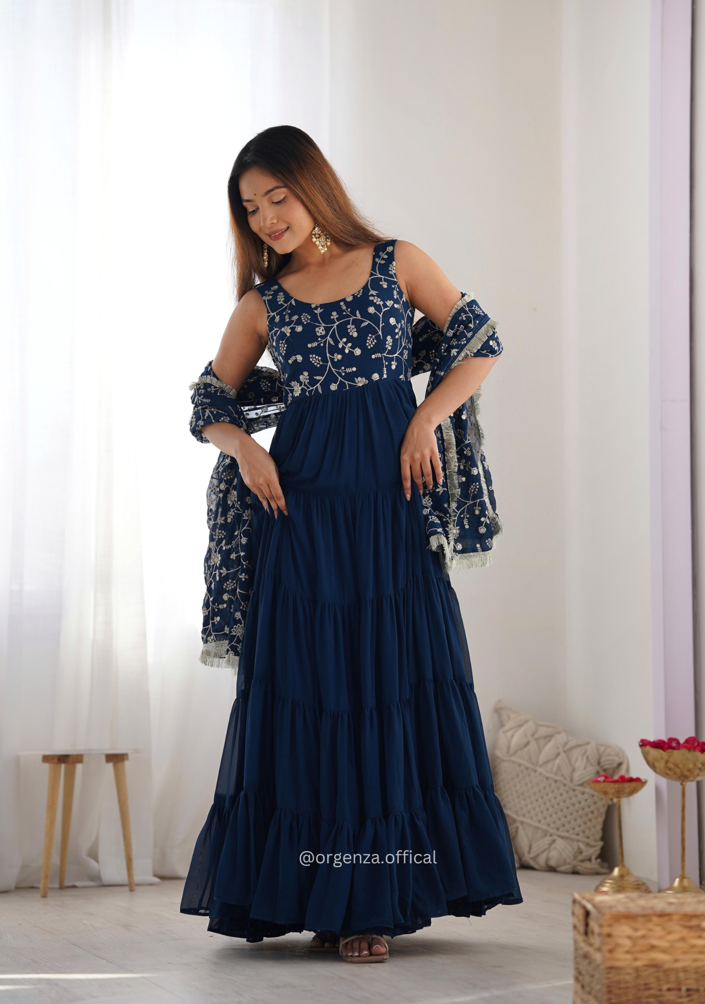 Pure Georgette Silk Fully Flair Anarkali Kurti - Orgenza Store