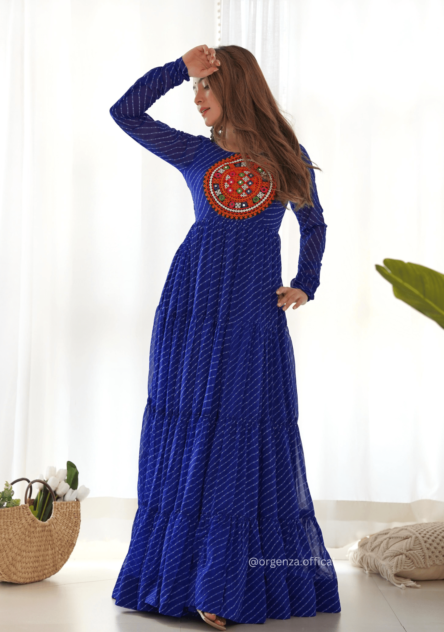Georgette Laheriya Print Ruffle Anarkali - Orgenza Store - digisoch