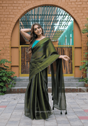 Plain Mehndi Green Colour Jimmy Choo Saree - Orgenza Store - digisoch