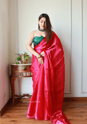 Plain Pink Colour Jimmy Choo Saree - Orgenza Store - digisoch