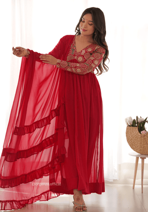 Red Colour Georgette Kurta Set - Orgenza Store - digisoch